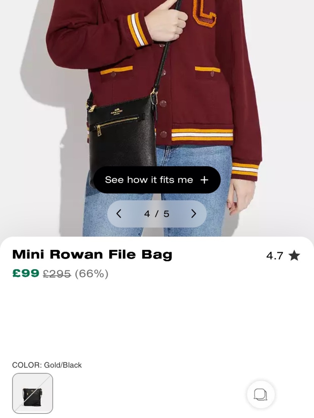 Mini Rowan Coach Black with Gold Hardware